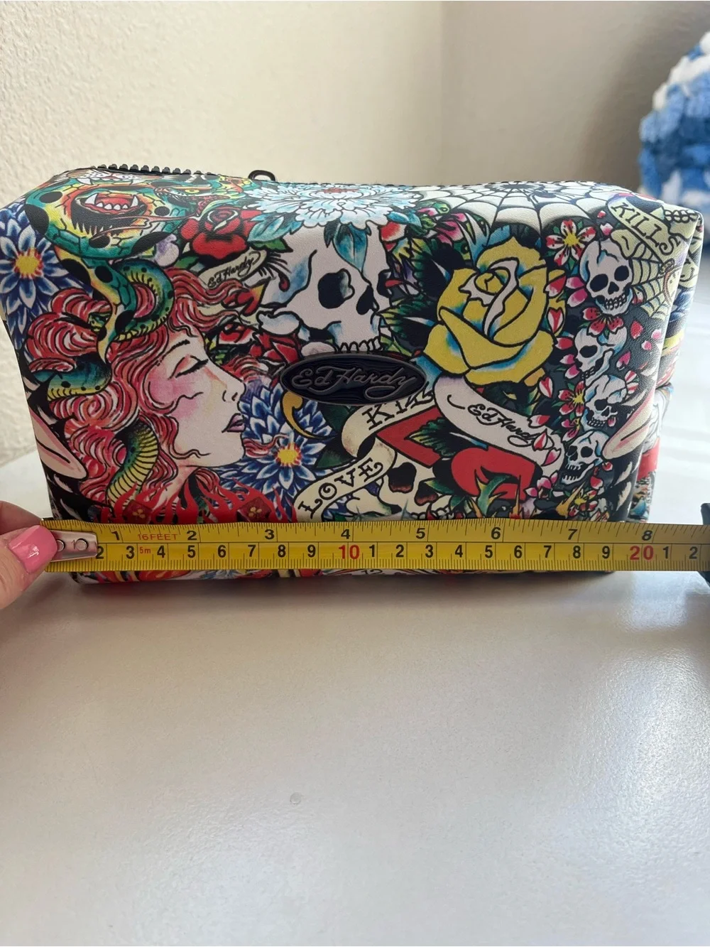 Ed Hardy Vibrant Tattoo-Print Cosmetic Pouch Bag